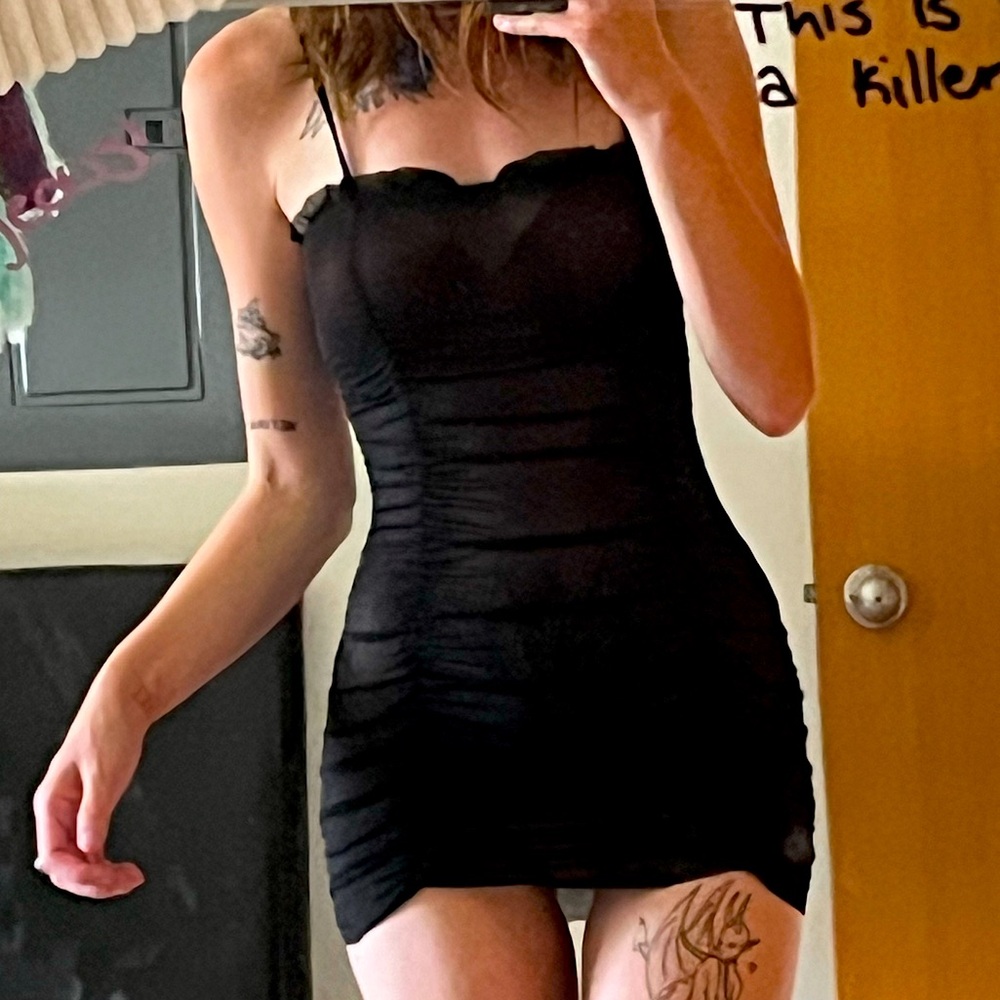 Sheer scrunched dress